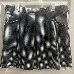 Chaus Navy and White polka dot pleated A-Line Skirt